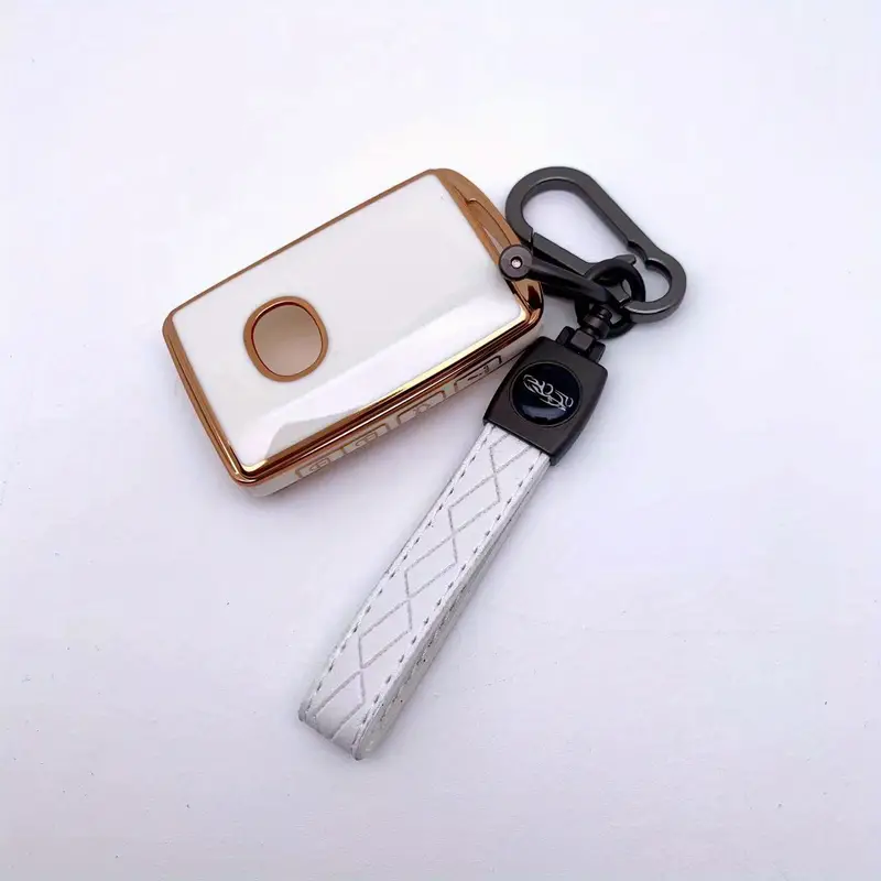 Key Fob Case Cover Protector With Keychain Leather Key Holder For